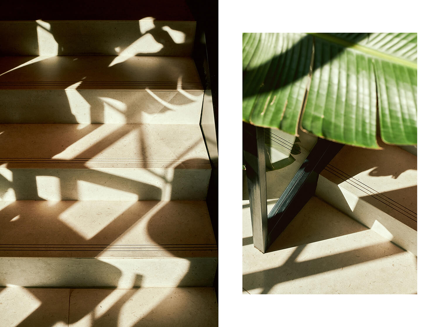 Fotografía artística de luz natural y sombras en escaleras con acabados en Dekton de Cosentino realizada por Luis García Craus.